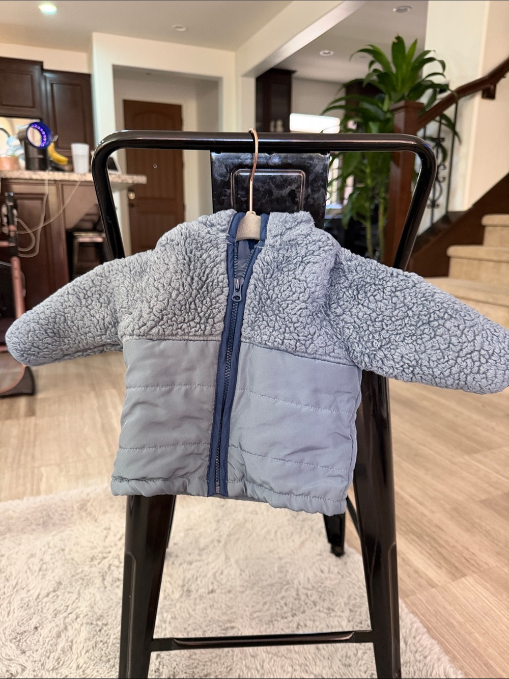 Cozy Light Blue Sherpa Baby Jacket
